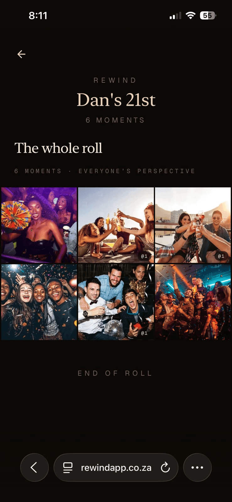 Rewind app — the shared event gallery