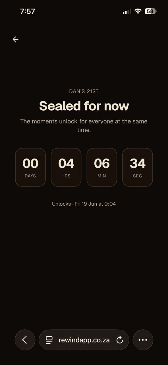 Rewind app — your roll sealed until the reveal