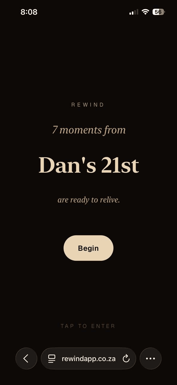 Rewind app — photos revealed at the end of the event